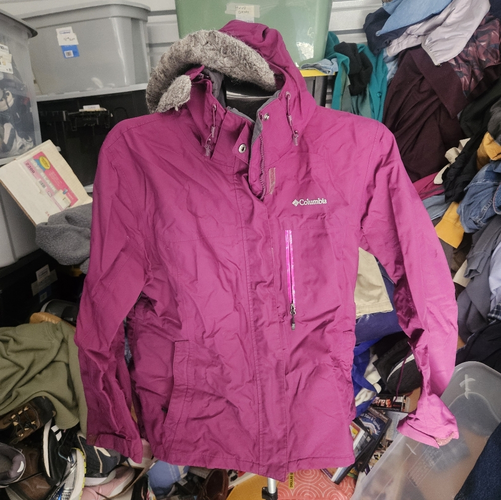 Columbia Jacket Womens Size Xl Purple Interchange 3-in-1 Faux Fur Hood Parka